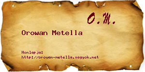 Orowan Metella névjegykártya